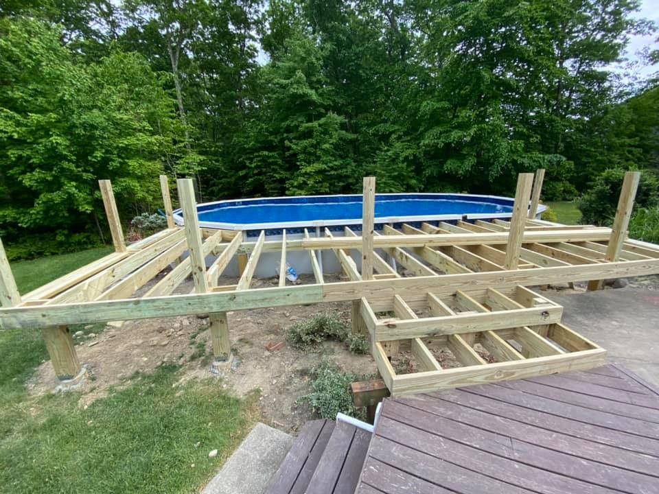 Framework for pool surround deck